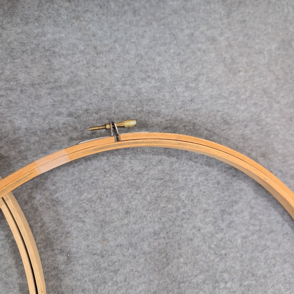 Vintage Wooden Embroidery Hoops Lot of 3 Round 12 Inch Adjustable Sewing Frames - Picture 4 of 5
